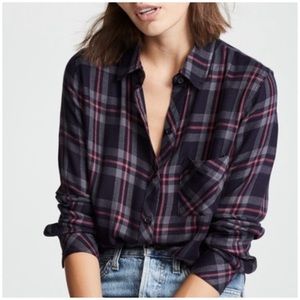 Rails Hunter Shirt in Coal-Grey-Rose Small